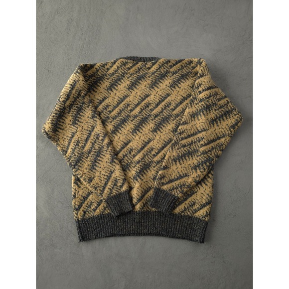 Vintage 90s J.T. Beckett Beige Wool Blend Crewneck Knit Sweater Men's L - Picture 4 of 9